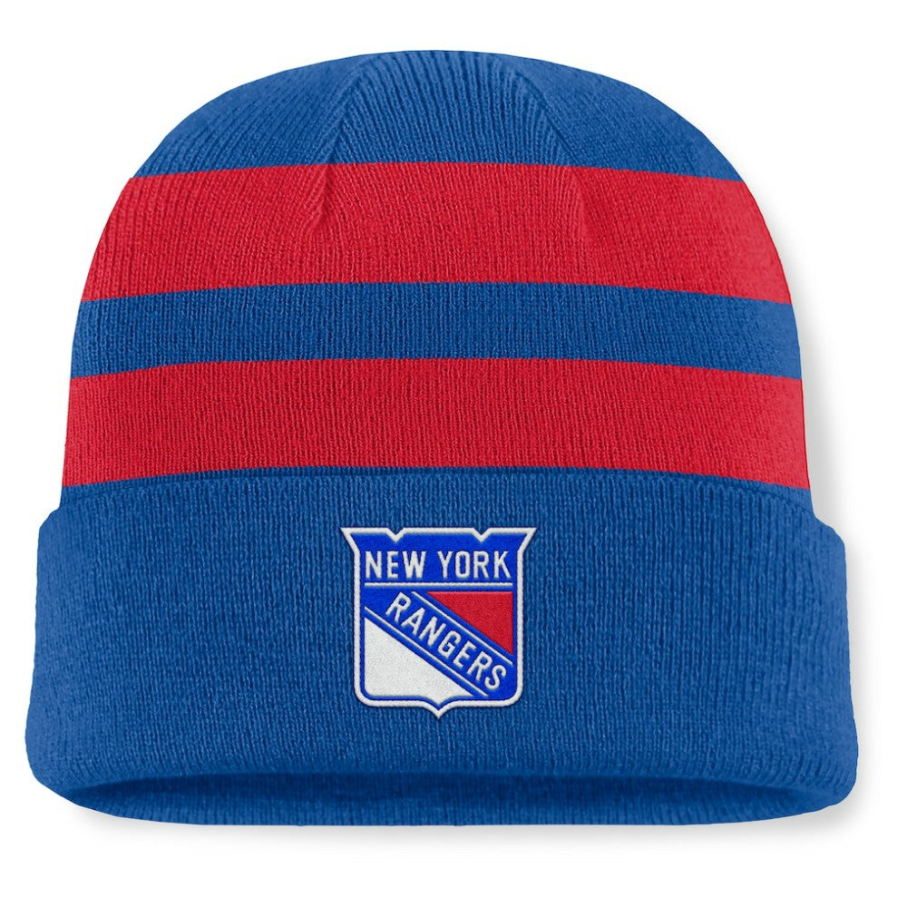 New York Rangers Fanatics Fundamental Swipe Stripe Cuffed Knit Hat - NHL Hats