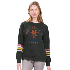 New York Mets G-III 4Her by Carl Banks Women's Allana Stripe Pullover Sweatshirt - MLB Pullover