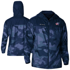 Columbus Blue Jackets Columbia Camo Flash Challenger Omni-Shade Full-Zip Hoodie Windbreaker - NHL Hoodies