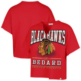 Connor Bedard Chicago Blackhawks '47 Women's Elation Name & Number Oversized Notch Neck T-Shirt - NHL T-shirts