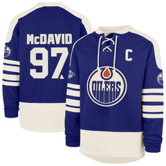 Connor McDavid Edmonton Oilers '47 Player Name & Number Sweep Check Eternal Lacer Sweatshirt - NHL Sweatshirts