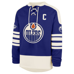 Connor McDavid Edmonton Oilers '47 Player Name & Number Sweep Check Eternal Lacer Sweatshirt - NHL Sweatshirts