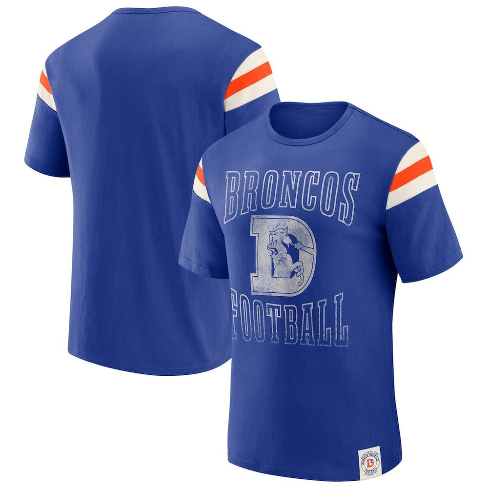 Denver Broncos Darius Rucker Collection Distressed Throwback Shoulder Stripe T-Shirt | NFL US