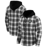 Las Vegas Raiders NFL x Darius Rucker Collection Plaid Flannel Quilted Full-Snap Hooded Shacket | NFL Discount