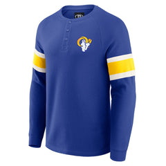 Los Angeles Rams Darius Rucker Collection Waffle-Knit Raglan Long Sleeve Henley T-Shirt | NFL Discount