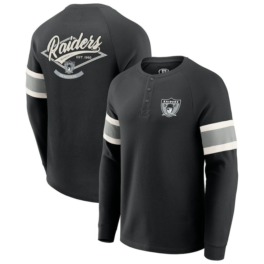 Las Vegas Raiders Darius Rucker Collection Waffle-Knit Raglan Long Sleeve Henley T-Shirt | NFL On sale
