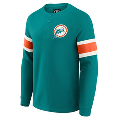 Miami Dolphins Darius Rucker Collection Waffle-Knit Raglan Long Sleeve Henley T-Shirt | NFL Sale