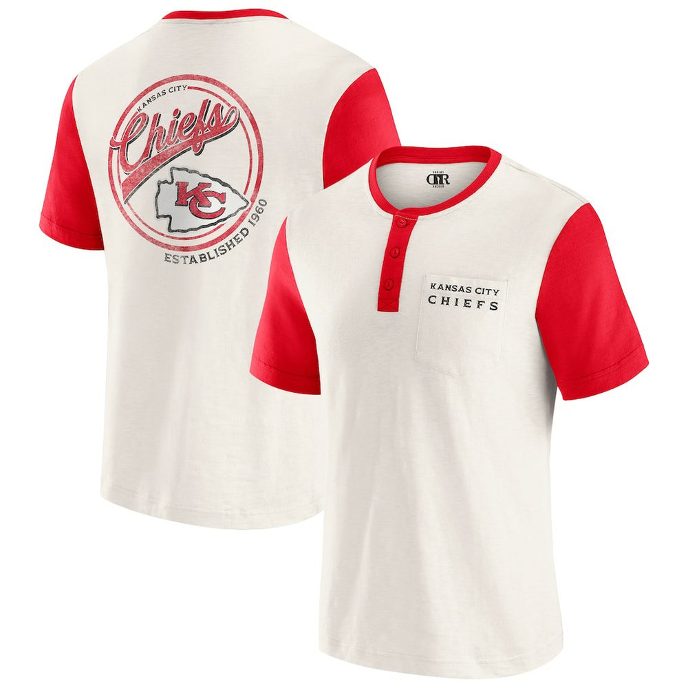 Kansas City Chiefs Darius Rucker Collection Henley Colorblock Slub Pocket T-Shirt | NFL Online