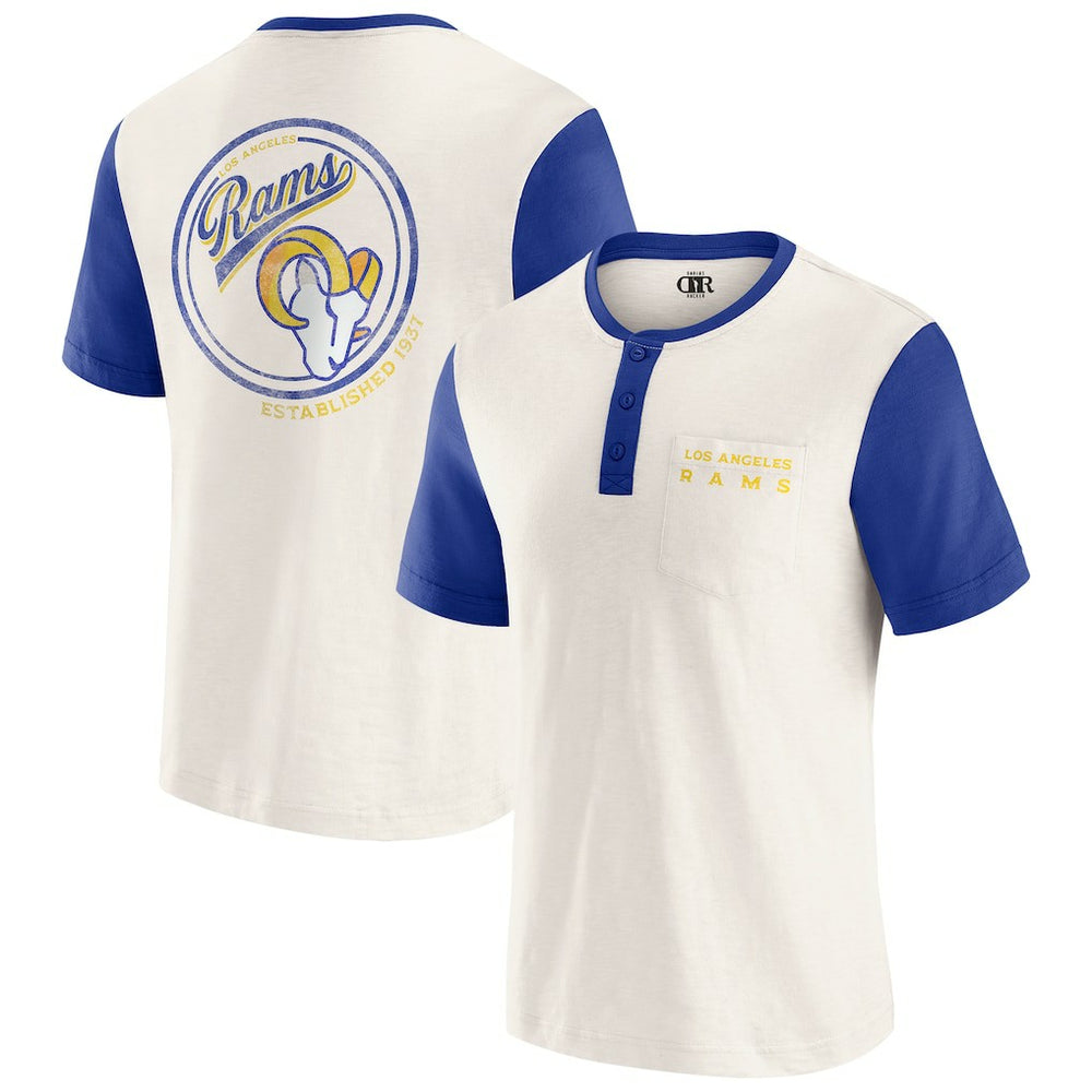 Los Angeles Rams Darius Rucker Collection Henley Colorblock Slub Pocket T-Shirt | NFL On sale