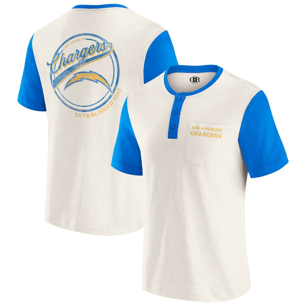 Los Angeles Chargers Darius Rucker Collection Henley Colorblock Slub Pocket T-Shirt | NFL Near me