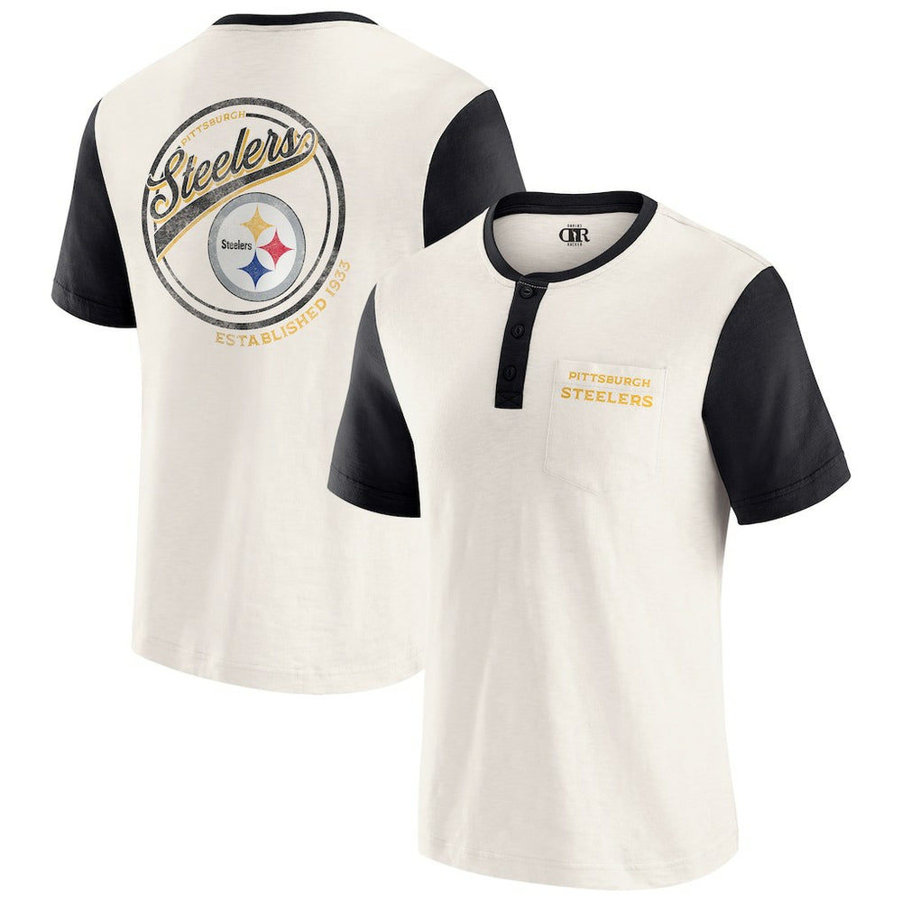 Pittsburgh Steelers Darius Rucker Collection Henley Colorblock Slub Pocket T-Shirt | NFL On sale