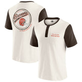 Cleveland Browns Darius Rucker Collection Henley Colorblock Slub Pocket T-Shirt | NFL Sale