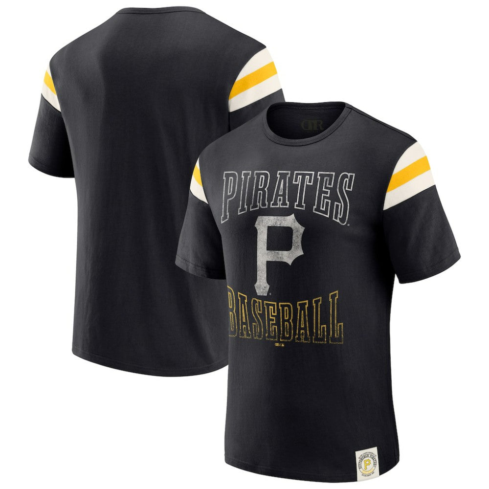 Pittsburgh Pirates Darius Rucker Collection by Fanatics Distressed Sleeve Stripe T-Shirt - MLB T-shirts
