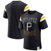 Pittsburgh Pirates Darius Rucker Collection by Fanatics Distressed Sleeve Stripe T-Shirt - MLB T-shirts