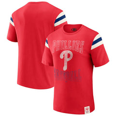 Philadelphia Phillies Darius Rucker Collection by Fanatics Distressed Sleeve Stripe T-Shirt - MLB T-shirts