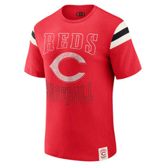 Cincinnati Reds Darius Rucker Collection by Fanatics Distressed Sleeve Stripe T-Shirt - MLB T-shirts