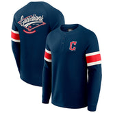 Cleveland Guardians Darius Rucker Collection by Fanatics Waffle-Knit Raglan Long Sleeve Henley T-Shirt - MLB T-shirts