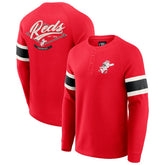 Cincinnati Reds Darius Rucker Collection by Fanatics Waffle-Knit Raglan Long Sleeve Henley T-Shirt - MLB T-shirts