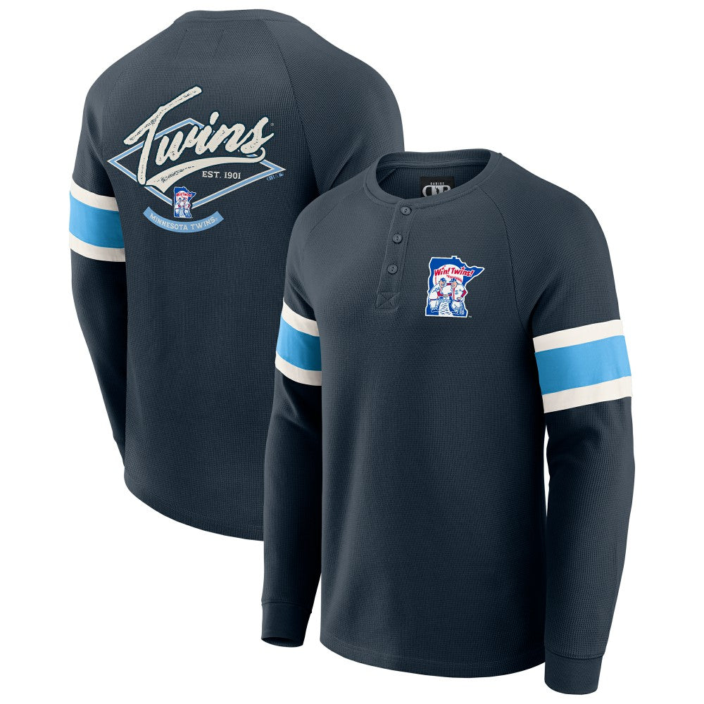 Minnesota Twins Darius Rucker Collection by Fanatics Waffle-Knit Raglan Long Sleeve Henley T-Shirt - MLB T-shirts