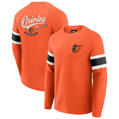 Baltimore Orioles Darius Rucker Collection by Fanatics Waffle-Knit Raglan Long Sleeve Henley T-Shirt - MLB T-shirts