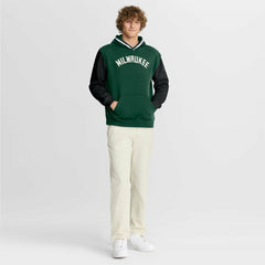 Hunter Green/Black Milwaukee Bucks Half Court Shot Clock Fastbreak Hoodie | NBA