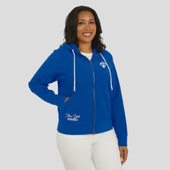 Royal New York Knicks WEAR by Erin Andrews Women's Vintage Full-Zip Raglan Hoodie | NBA