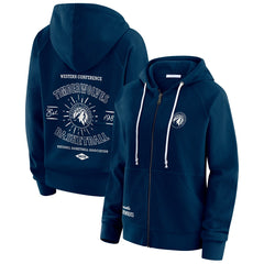 Navy Minnesota Timberwolves WEAR by Erin Andrews Women's Vintage Full-Zip Raglan Hoodie | NBA