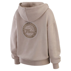 Tan Philadelphia 76ers WEAR by Erin Andrews Women's Washed Pullover Crewdie | NBA