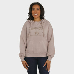Tan Philadelphia 76ers WEAR by Erin Andrews Women's Washed Pullover Crewdie | NBA