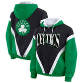 Black/Kelly Green Boston Celtics WEAR by Erin Andrews Women's Colorblock Full-Zip Hoodie Windbreaker Jacket | NBA