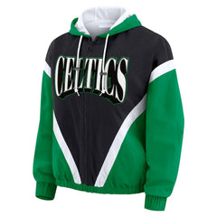 Black/Kelly Green Boston Celtics WEAR by Erin Andrews Women's Colorblock Full-Zip Hoodie Windbreaker Jacket | NBA