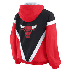 Black/Red Chicago Bulls WEAR by Erin Andrews Women's Colorblock Full-Zip Hoodie Windbreaker Jacket | NBA