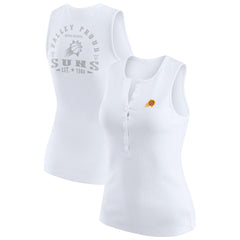 White Phoenix Suns WEAR by Erin Andrews Women's Rib-Knit Henley Tank Top | NBA