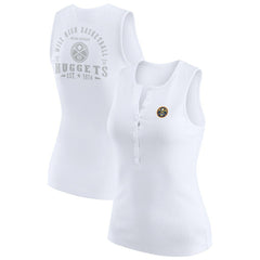 White Denver Nuggets WEAR by Erin Andrews Women's Rib-Knit Henley Tank Top sale | NBA