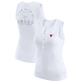 White Chicago Bulls WEAR by Erin Andrews Women's Rib-Knit Henley Tank Top sale | NBA