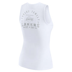 White Los Angeles Lakers WEAR by Erin Andrews Women's Rib-Knit Henley Tank Top | NBA