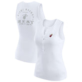 White Miami Heat WEAR by Erin Andrews Women's Rib-Knit Henley Tank Top | NBA