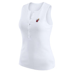 White Miami Heat WEAR by Erin Andrews Women's Rib-Knit Henley Tank Top | NBA