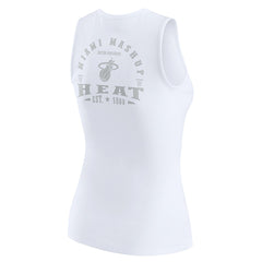White Miami Heat WEAR by Erin Andrews Women's Rib-Knit Henley Tank Top | NBA