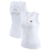 White New York Knicks WEAR by Erin Andrews Women's Rib-Knit Henley Tank Top | NBA