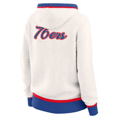 Cream Philadelphia 76ers WEAR by Erin Andrews Women's Plus Size Hoodie Sweater | NBA
