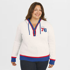 Cream Philadelphia 76ers WEAR by Erin Andrews Women's Plus Size Hoodie Sweater | NBA