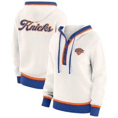 Cream New York Knicks WEAR by Erin Andrews Women's Plus Size Hoodie Sweater | NBA
