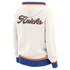 Cream New York Knicks WEAR by Erin Andrews Women's Plus Size Hoodie Sweater | NBA