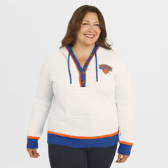 Cream New York Knicks WEAR by Erin Andrews Women's Plus Size Hoodie Sweater | NBA