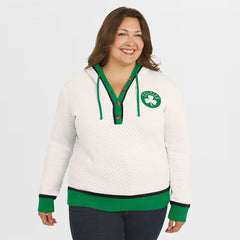 Cream Boston Celtics WEAR by Erin Andrews Women's Plus Size Hoodie Sweater | NBA