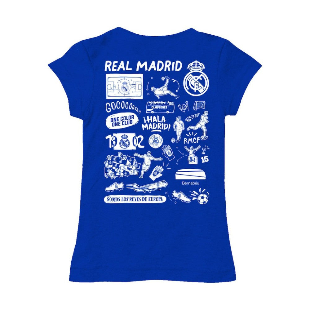 Real Madrid Vive La Fete Girls Youth Color Badge Fitted T-Shirt Discount - Royal