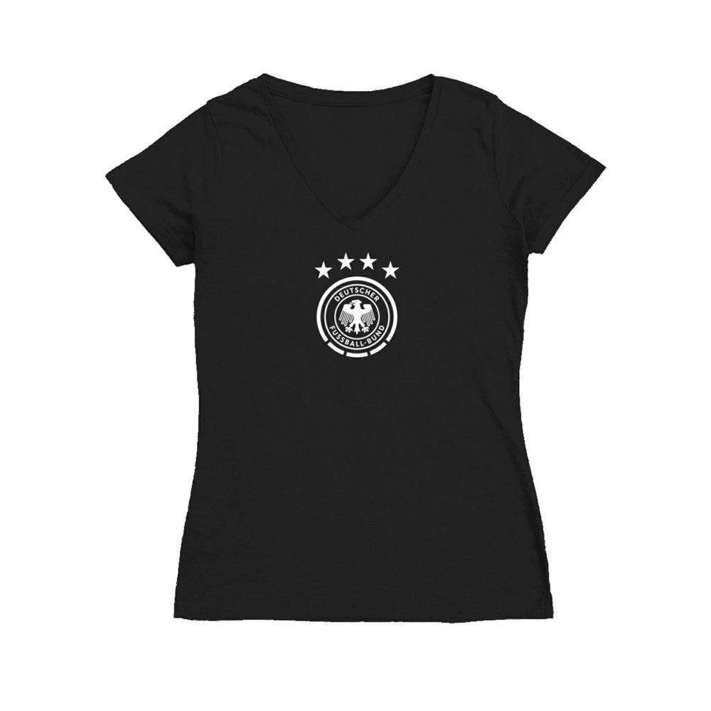Germany National Team Vive La Fete Women's Color Badge V-Neck Fitted T-Shirt for sale - Black