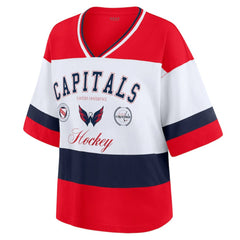 Washington Capitals WEAR by Erin Andrews Women's Jersey Style Tee - NHL Jerseys