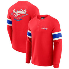 Washington Capitals Darius Rucker Collection by Fanatics Waffle-Knit Raglan Long Sleeve Henley T-Shirt - NHL T-shirts
